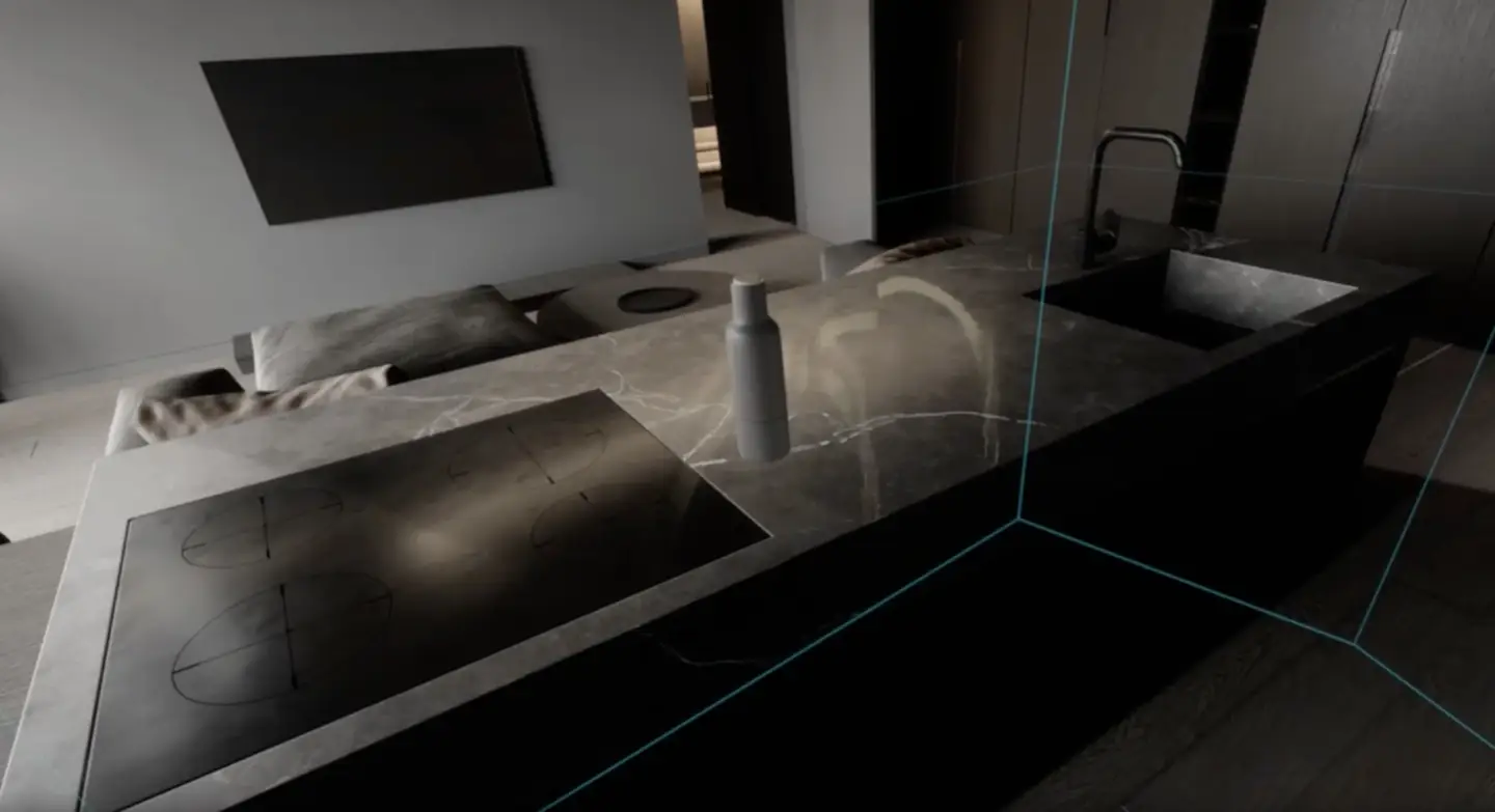 Real-time 3D interior visualization showing immersive Unreal Engine environment