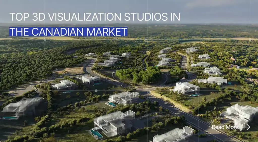 Aerial view of residential development render, top 3D visualization studios in the Canadian market