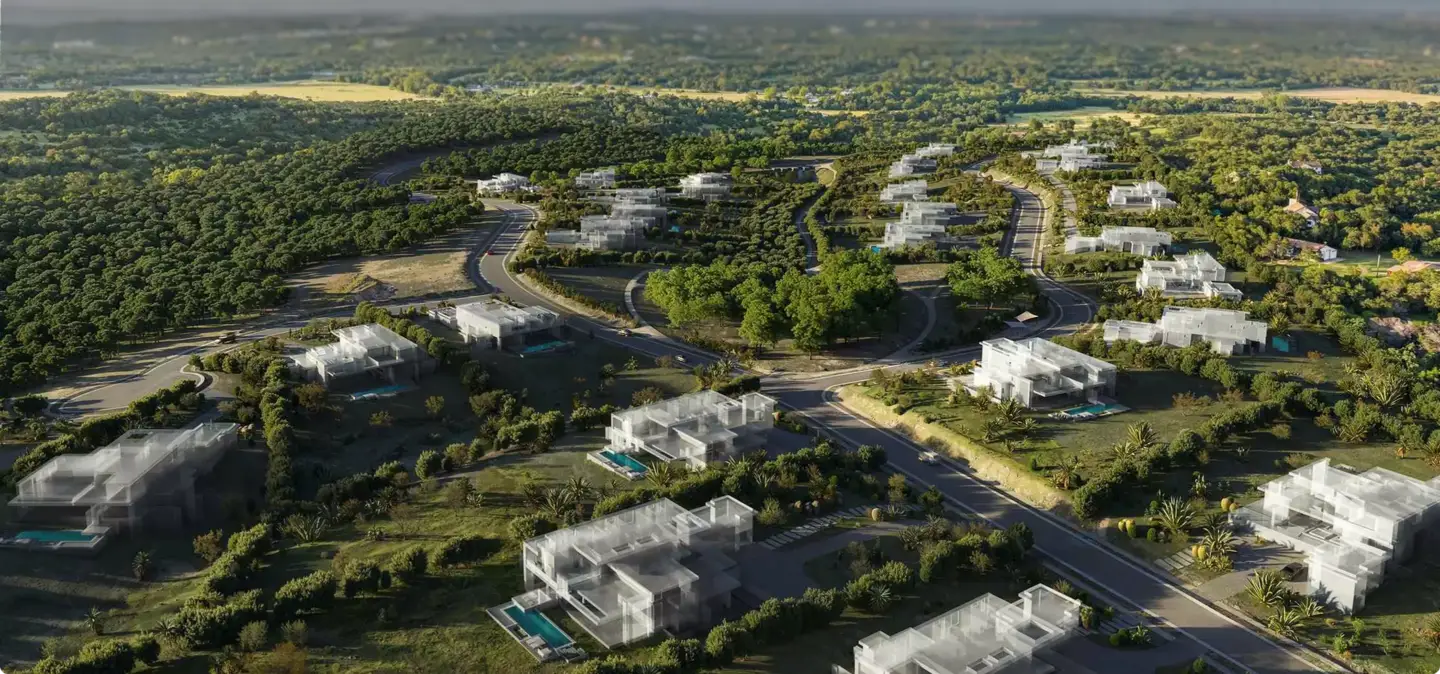 Large residential area with modern houses and roads, top 3D visualization studios in the Canadian market