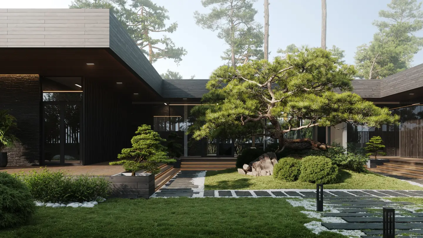 Top 5 studios in the 3D visualization market in Greece Exterior architectural rendering showcasing top-rated 3D visualization studios in the Greek market