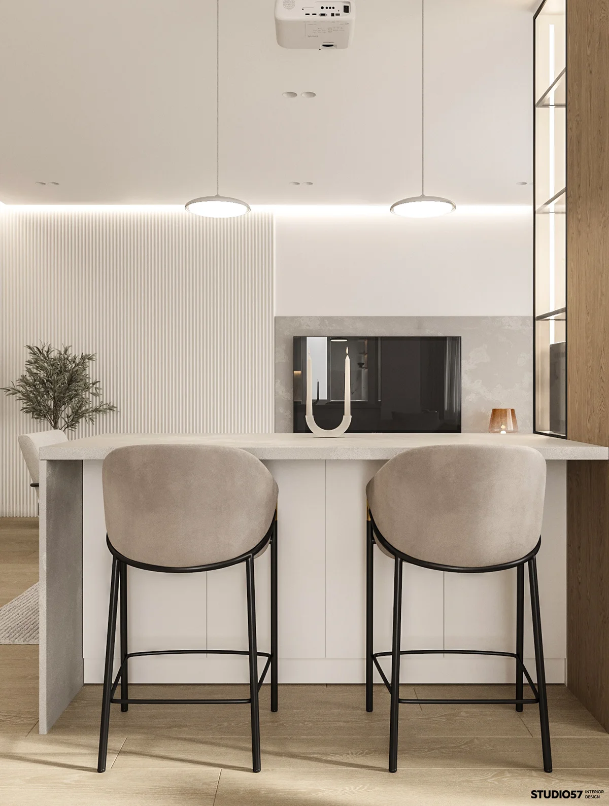 Photorealistic 3D interior rendering of a modern kitchen by a top Lithuania-serving visualization studio