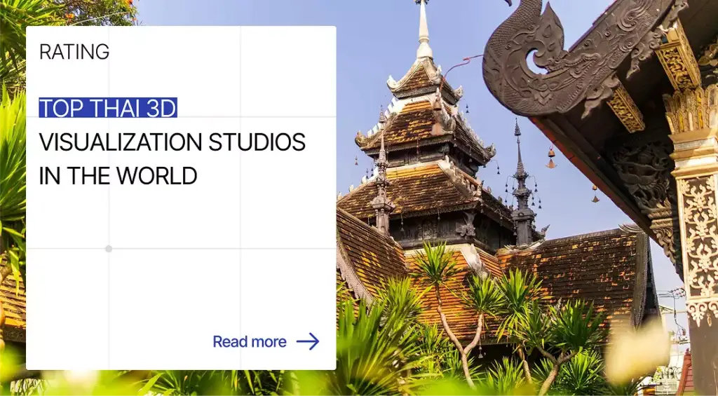 Traditional Thai temple architecture with ornate roof, top thai 3D visualization studios in the world
