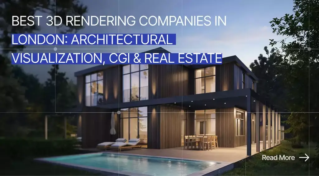 est 3D Rendering Companies in London architectural visualization CGI real estate modern house with pool at dusk