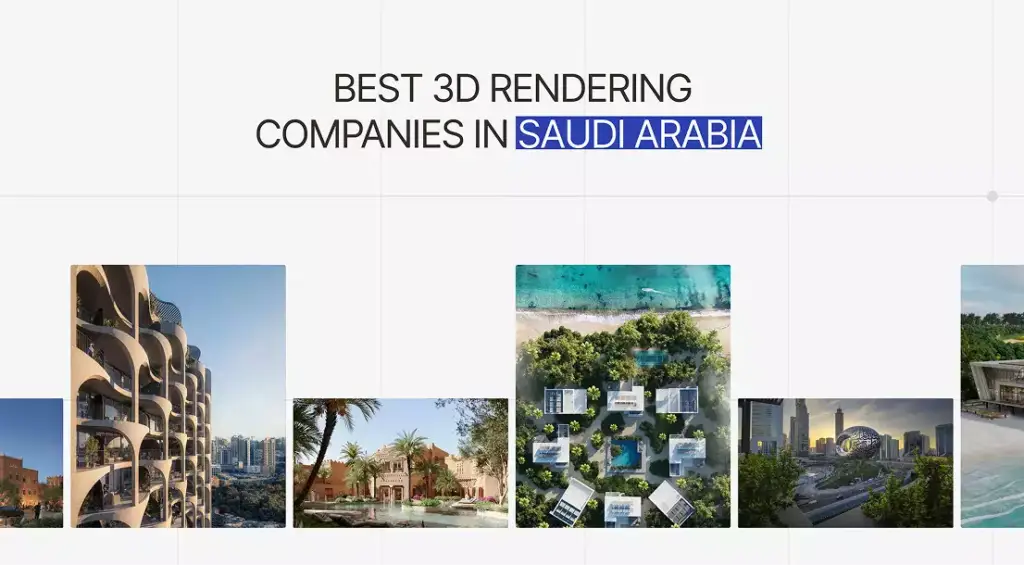 Best 3D Rendering Companies in Saudi Arabia architectural visualization CGI collage of modern buildings and villas