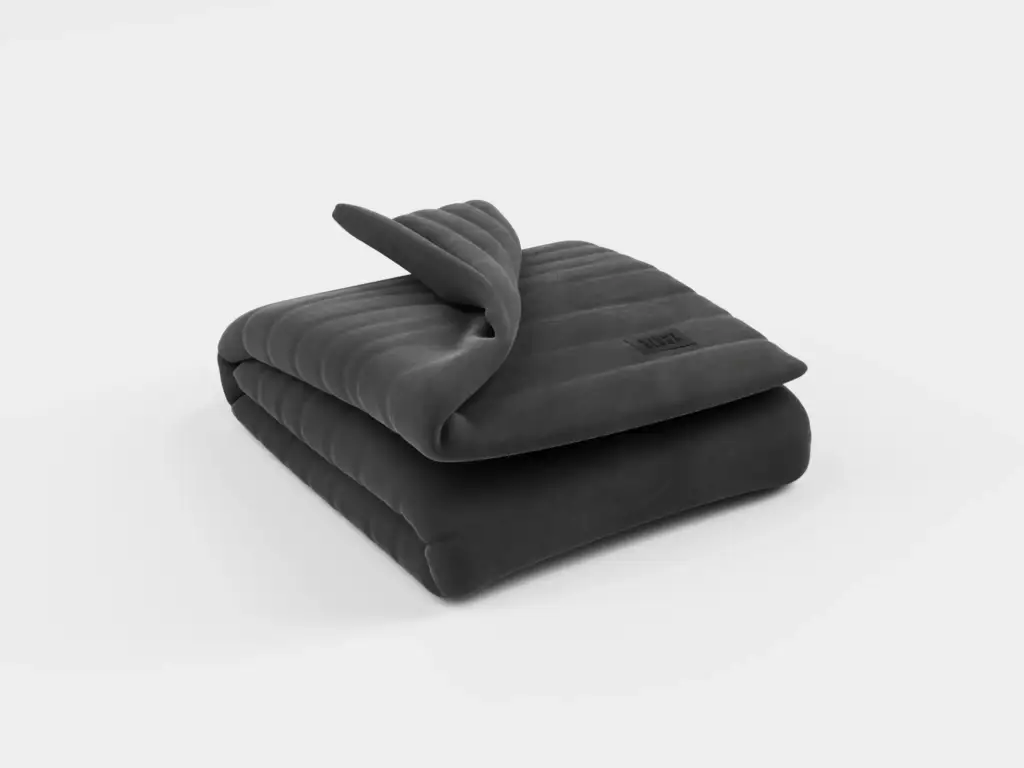 CGI-render van het bed van Eight Sleep met deken- en textieldetail