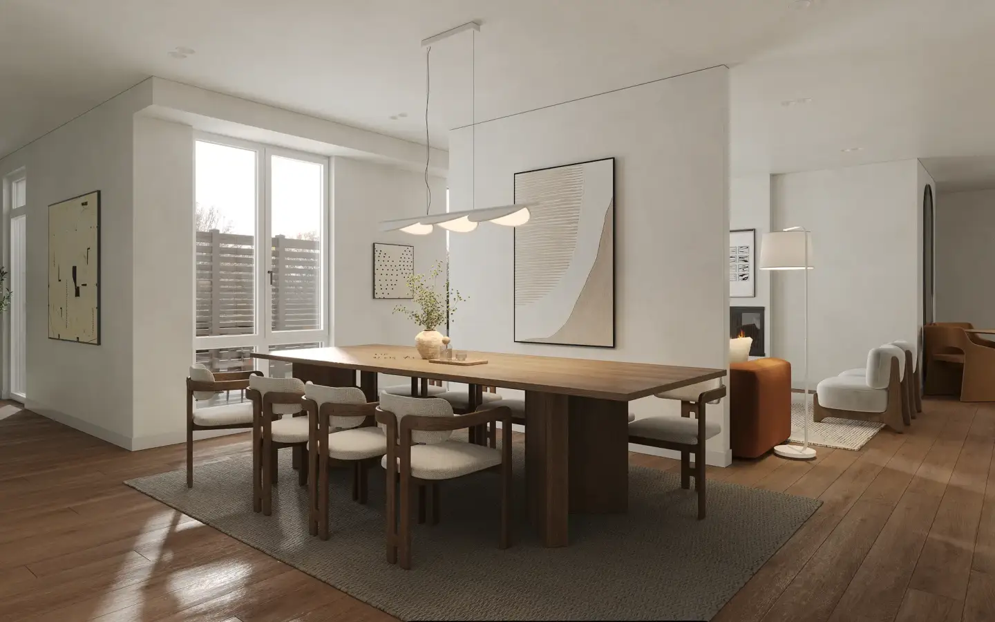 What Is Architectural Rendering: Meaning, Types, Workflow, and Uses Architectural visualization rendering of a modern dining room with wood table and upholstered chairs