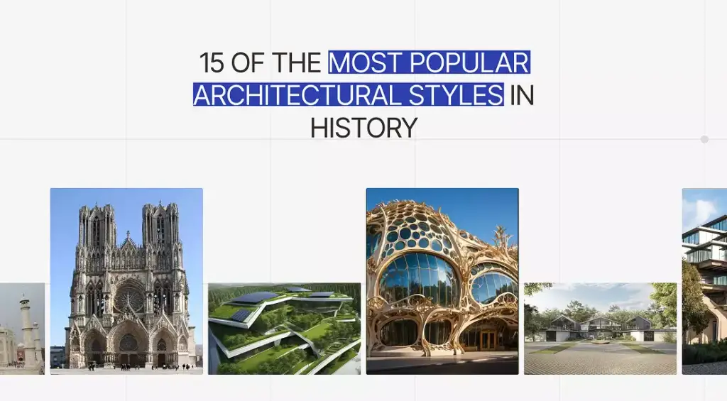Architectural styles collage with historic and modern buildings, 15 Most Popular Architectural Styles in History