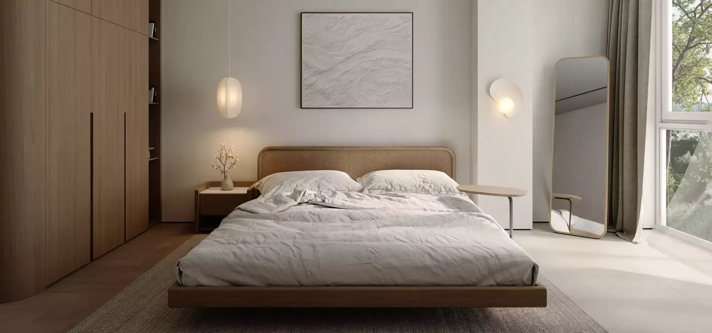Render inmobiliario: cómo vender inmuebles sobre plano Render inmobiliario del dormitorio de un apartamento