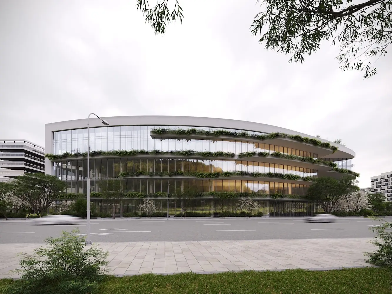 Modern commercial building created with 3D architectural rendering San Francisco and photorealistic architectural visualization