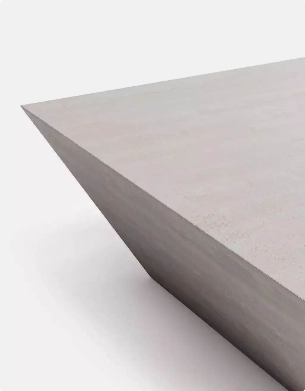 Portfolio Möbelvisualisierung: geometrischer Steintisch mit abgeschrägten Kanten