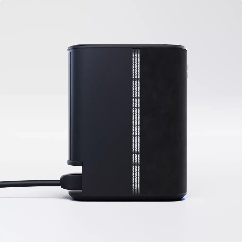 Portfolio 3D-Produktmodellierung: Seitenansicht eines schwarzen Elektronikgeräts
