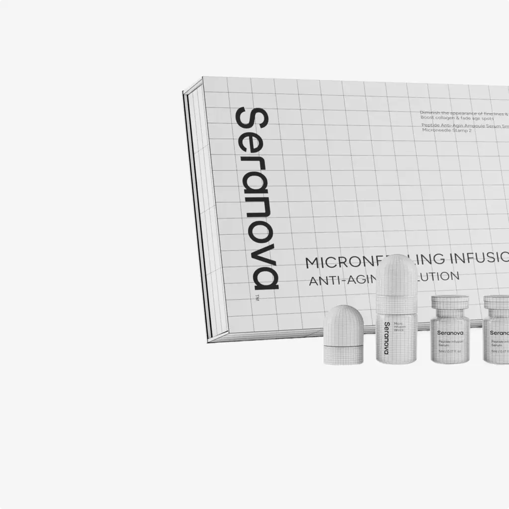 Portfolio 3D-Produktmodellierung: Drahtgittermodell der Hautpflegeverpackung
