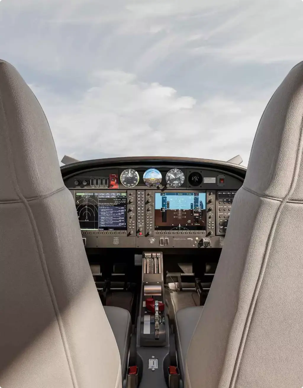 Cockpit eines Business Jets mit Fluginstrumenten — Portfolio der Flugzeug-Visualisierung