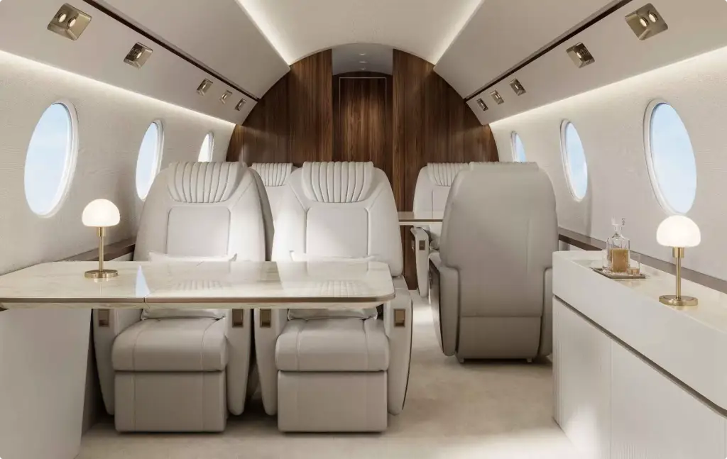 Bestuhlung einer Business-Jet-Kabine — Portfolio der Flugzeug-Visualisierung