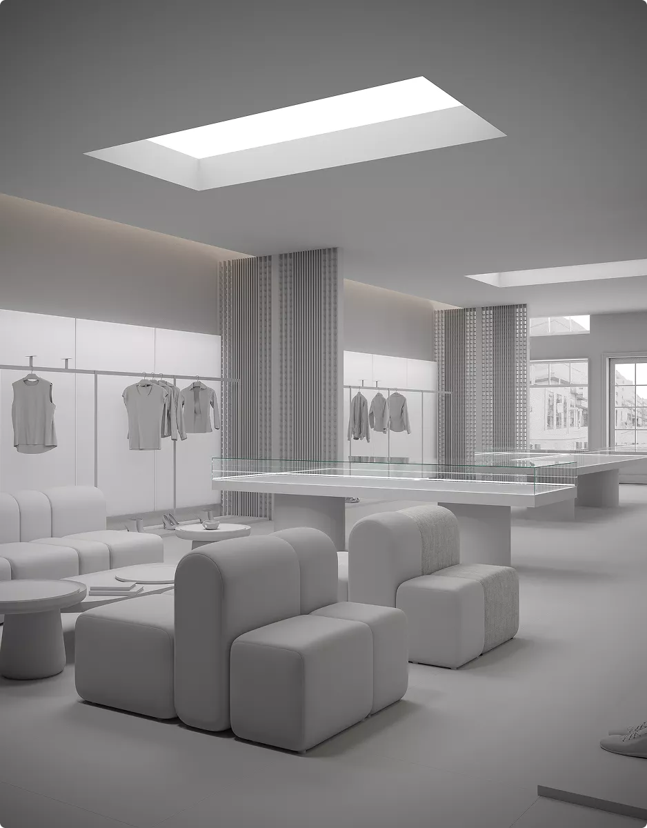 Retail virtual showroom built as an interactive 3D model