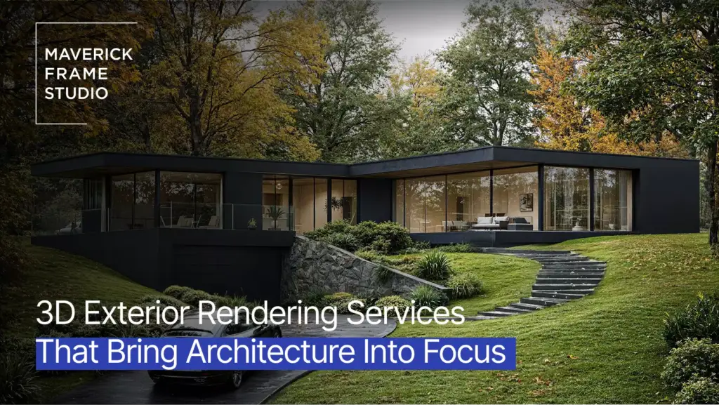 Artist impression van een moderne woning omgeven door groen