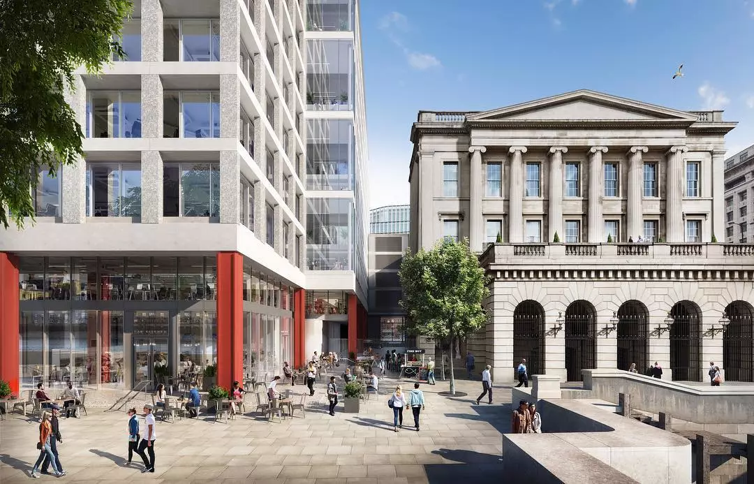 Top Architectural Animation Studios for Real Estate Marketing in 2026 Architectural animation studios render of office plaza beside classical building