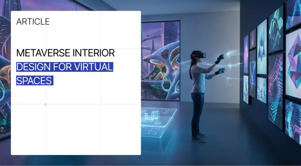 VR user adjusting holographic controls in a futuristic room overlooking a virtual city