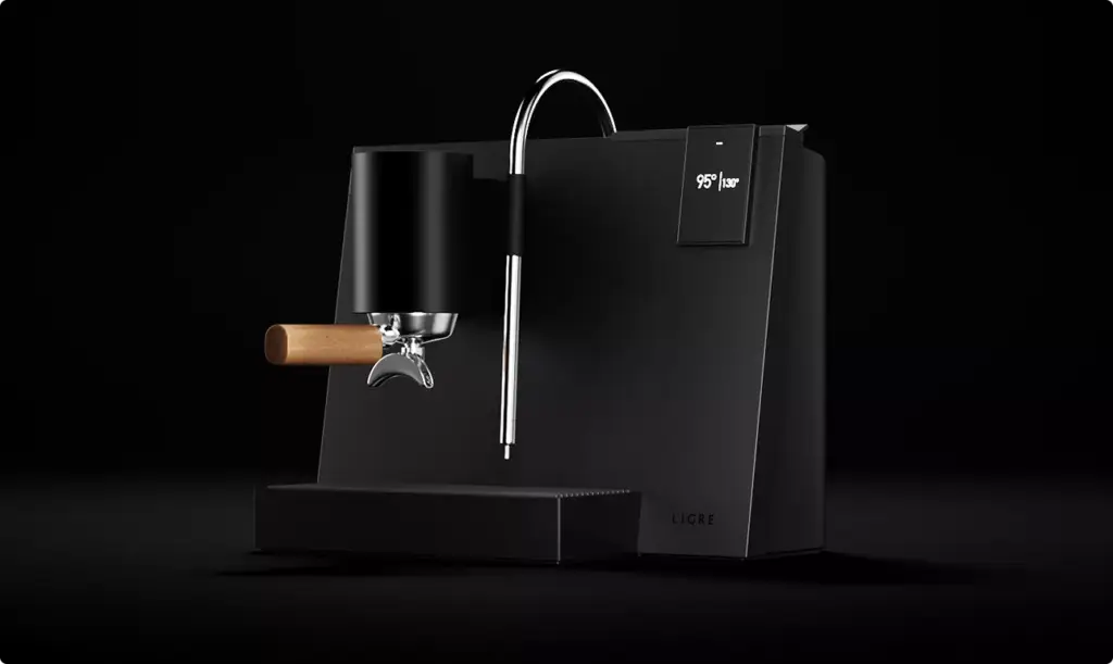 Product Animation of modern black espresso machine with minimalist design