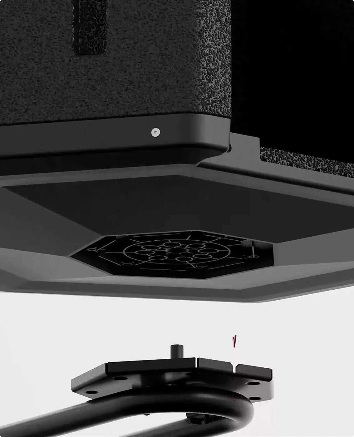 Detailed rotating base connection and support mechanism used in a smart composting device structure.