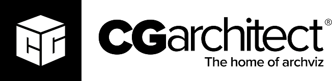 Logotipo de los CGarchitect 3D Awards, premio del sector archviz al que fue nominado el CGI de Maverick Frame Studio.