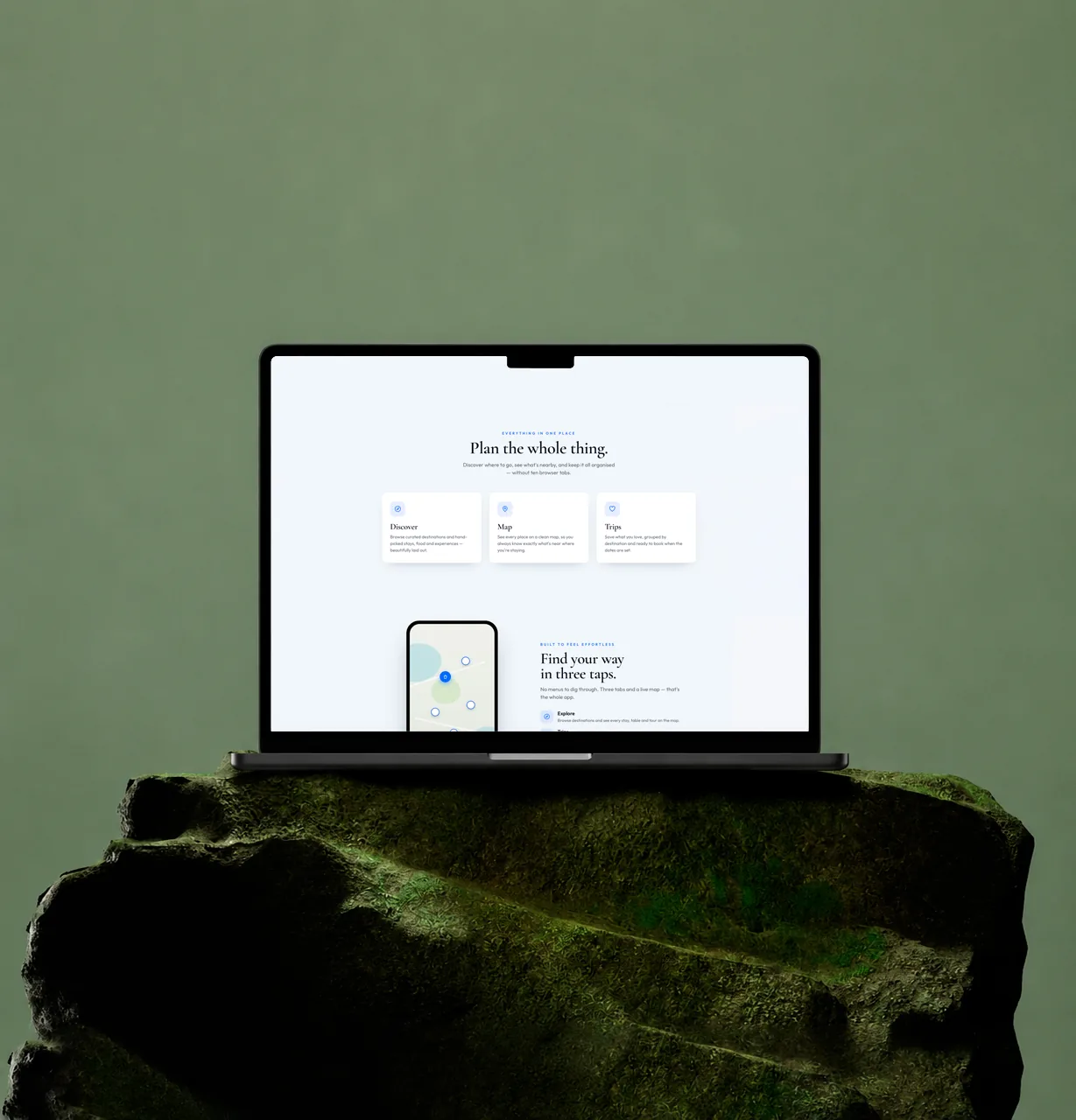 Escape marketing website section design