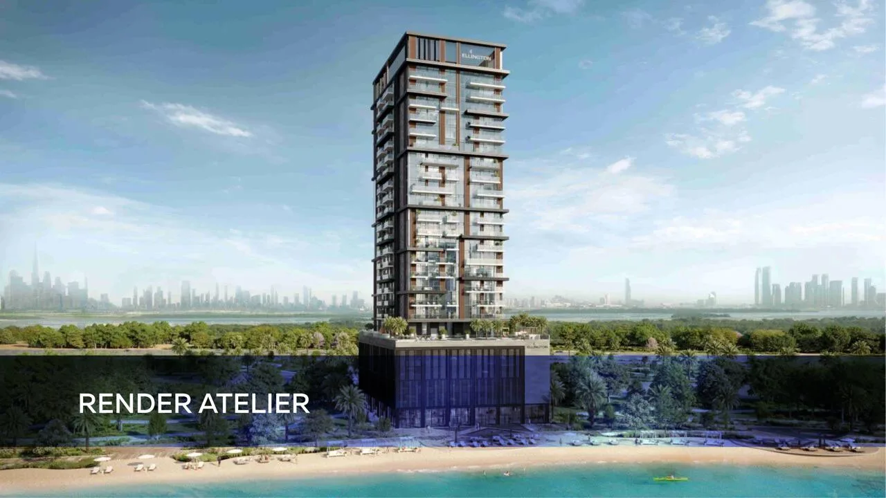 High rise residential tower architectural rendering by 3D rendering company