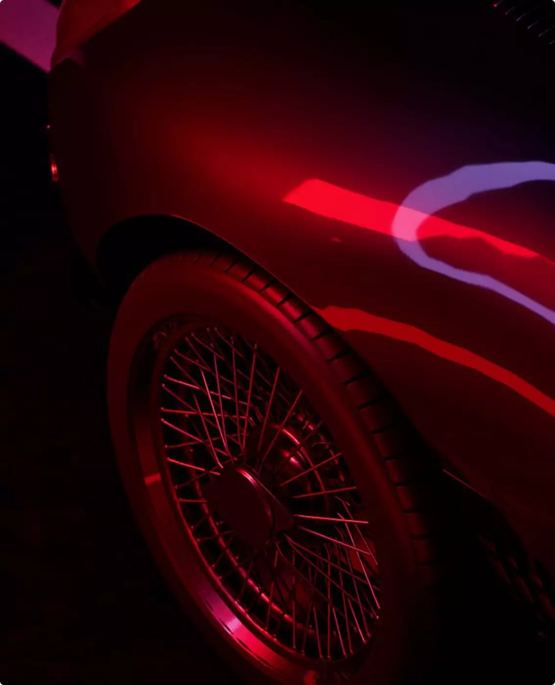 Close-up automotive CGI render of a custom car wheel and brake detail