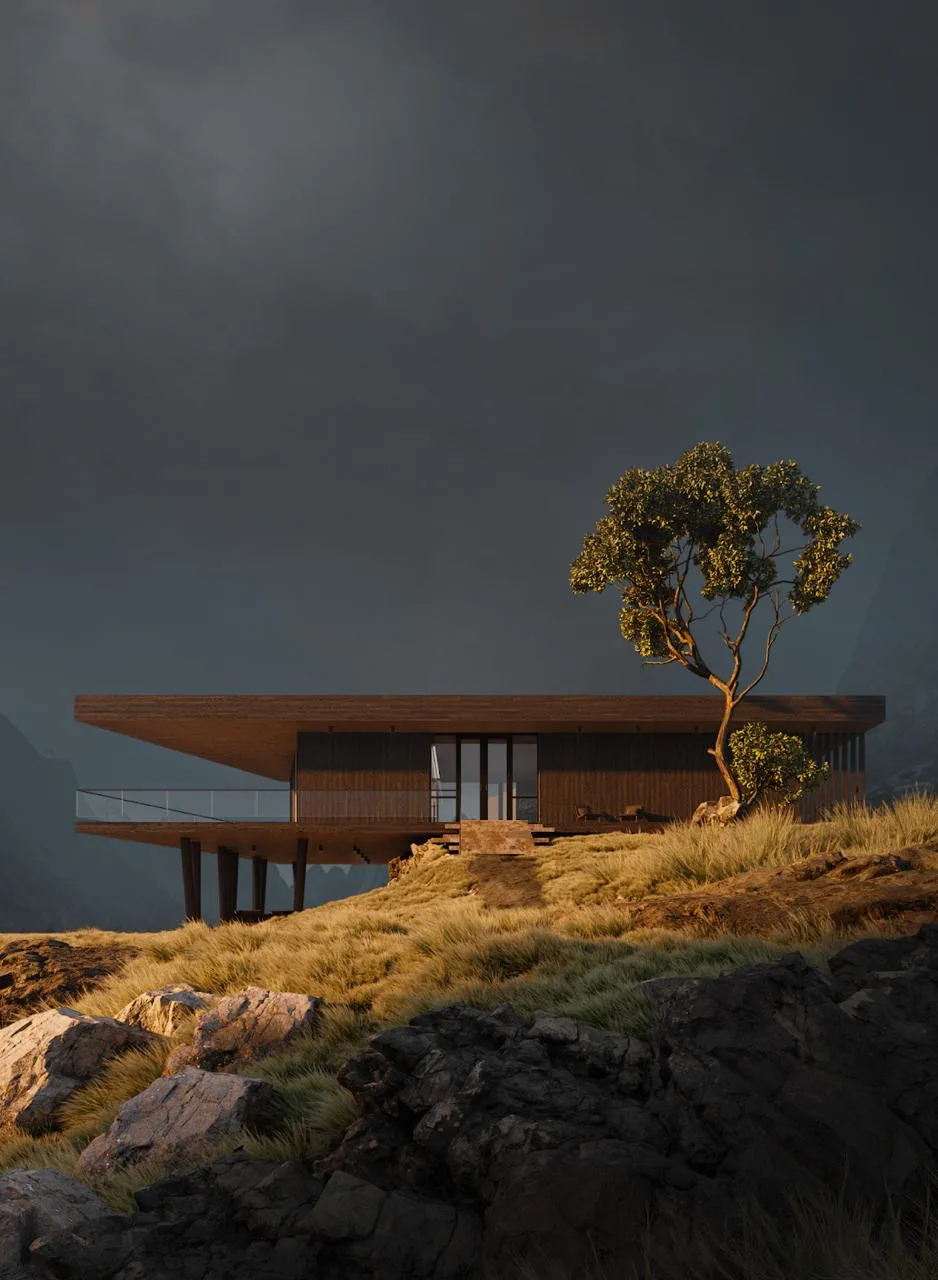 Minimalist architectural visualization produced by a 3D architectural rendering company