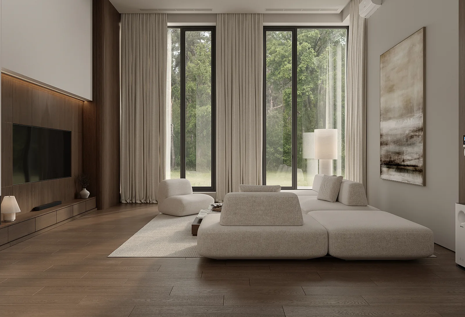 Panorama 360 interior de una vivienda renderizada