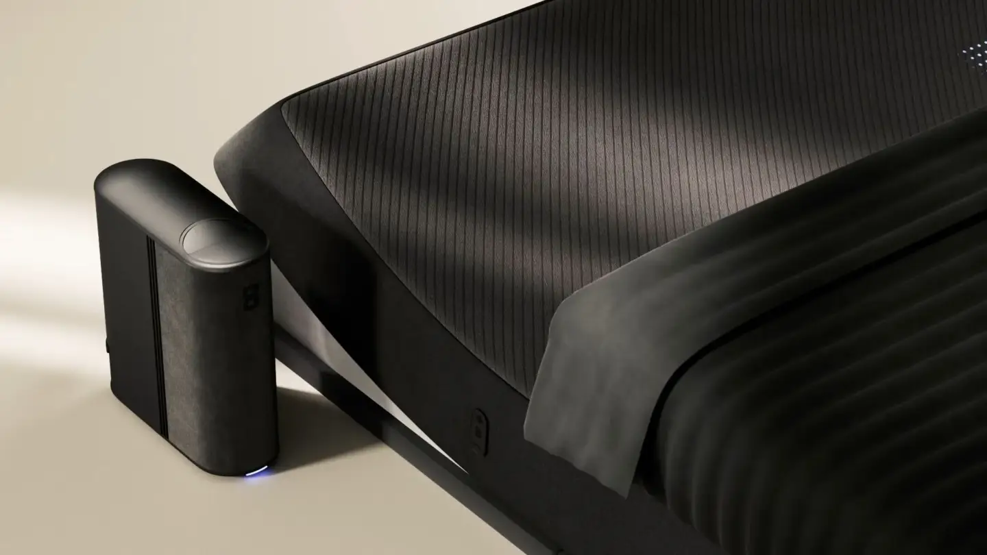 How to Build a 3D Visualization Portfolio (With Examples) Product 3D visualization of a black smart bed with a temperature-control hub, a product CGI portfolio example