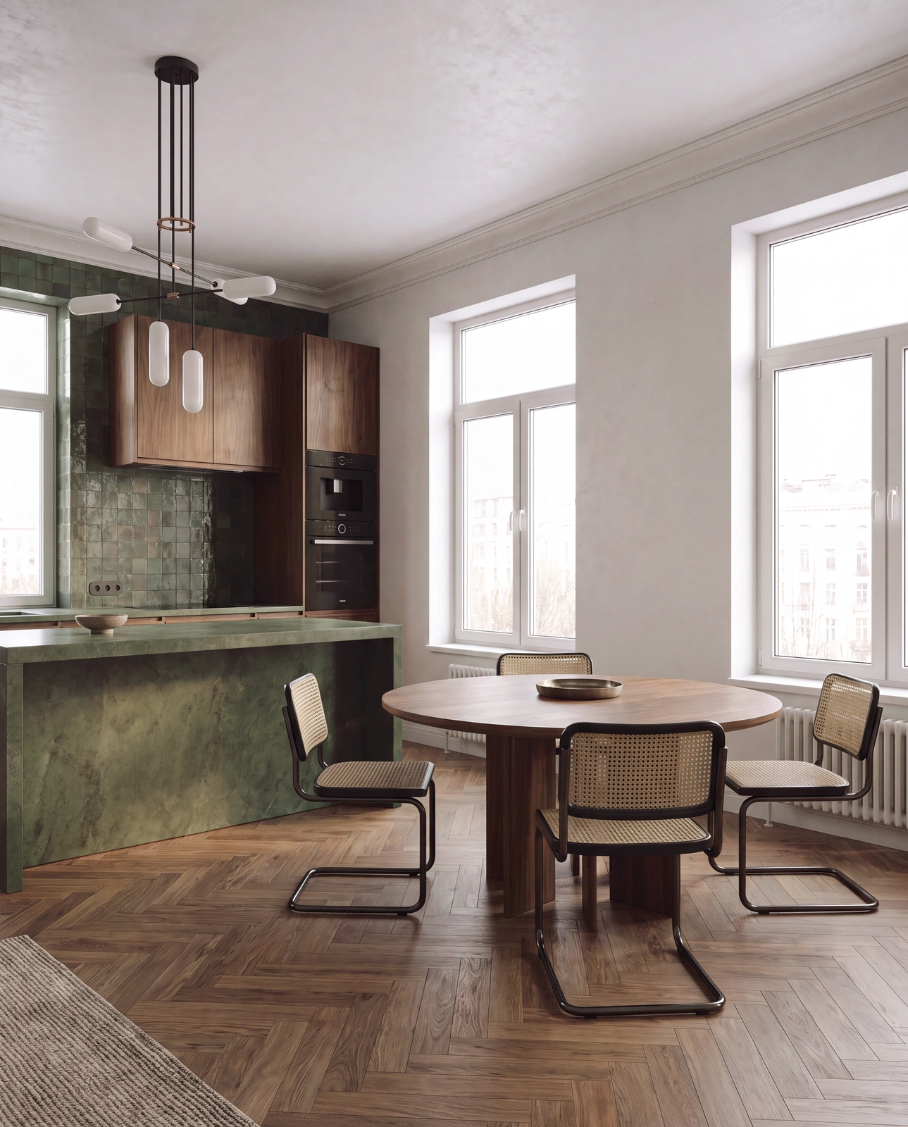 Interior 3D render of a designed kitchen, an example of spec-accurate archviz work that AI cannot deliver client-ready