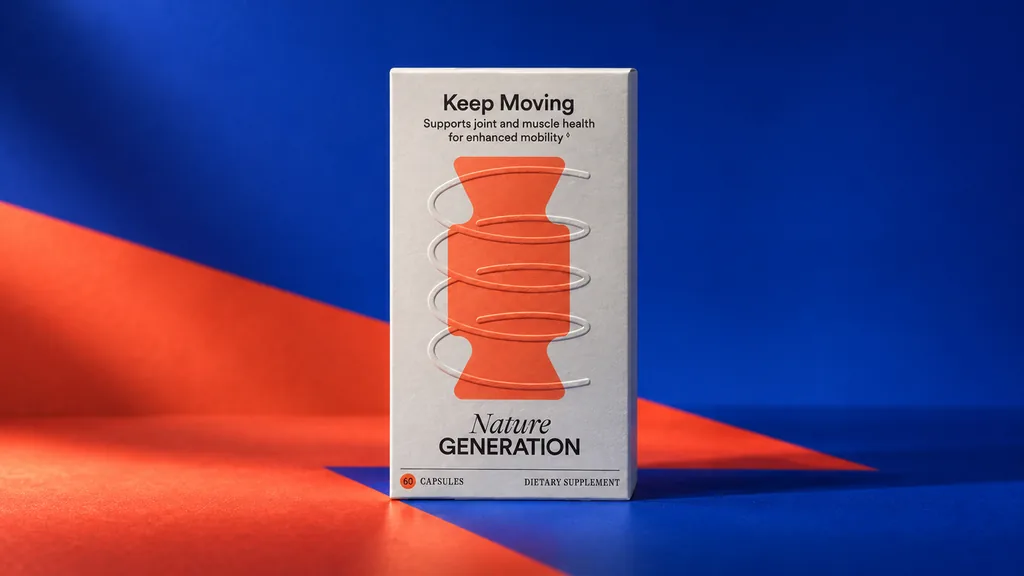 Nature Generation Keep Moving carton in a blue and orange studio set