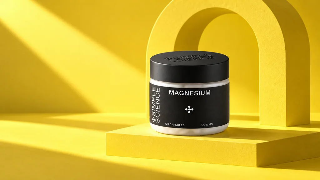 Simple Science magnesium jar under a yellow arch