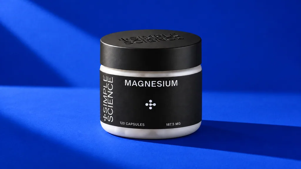 Simple Science magnesium jar on a cobalt blue studio set
