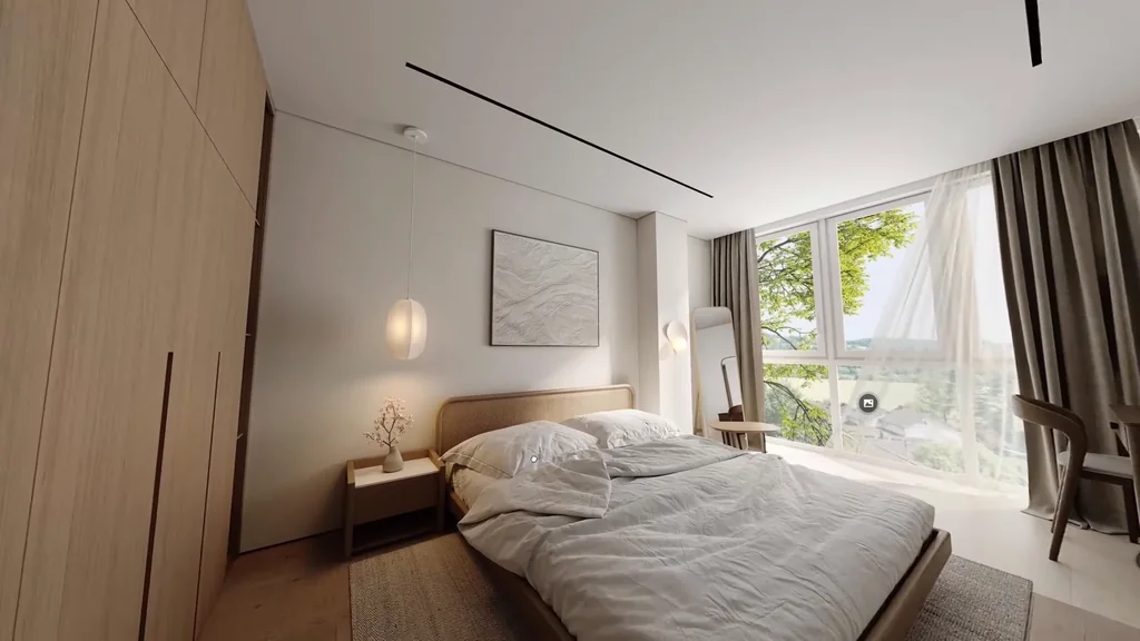 3D tour still of a bedroom with a wardrobe