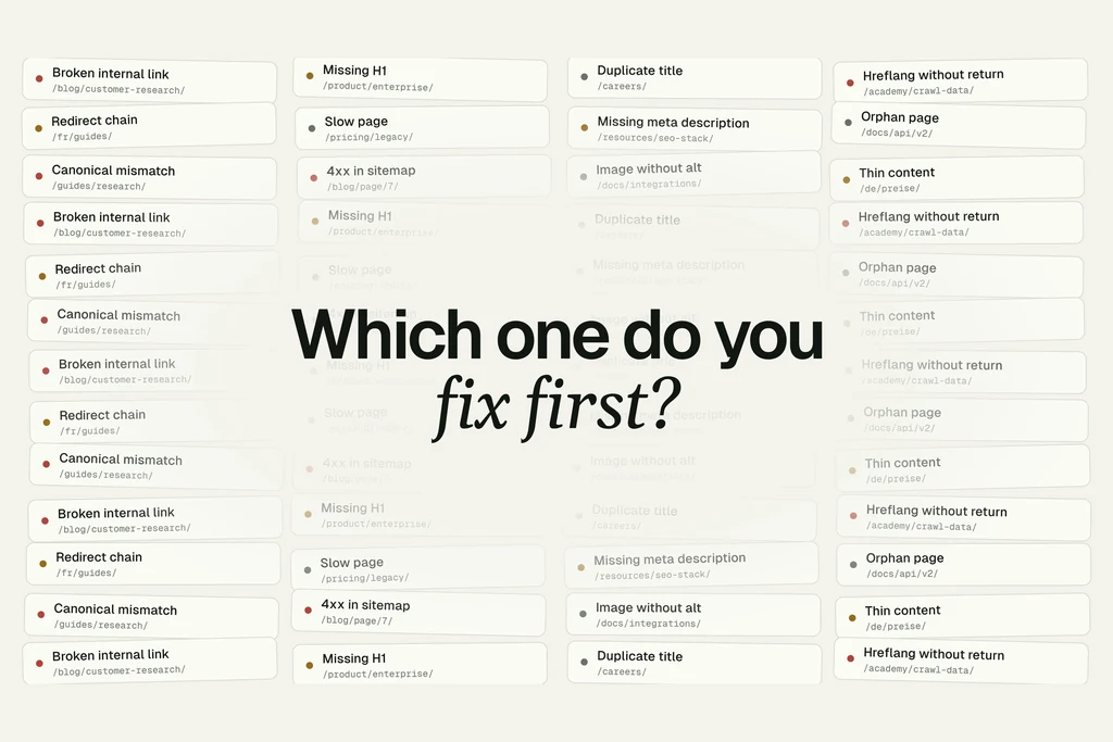 Explainer video still asking which of many SEO issues a team should fix first