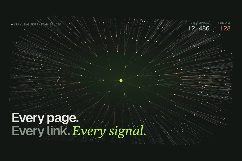 Short video still of a crawl graph spreading from one page into thousands of links