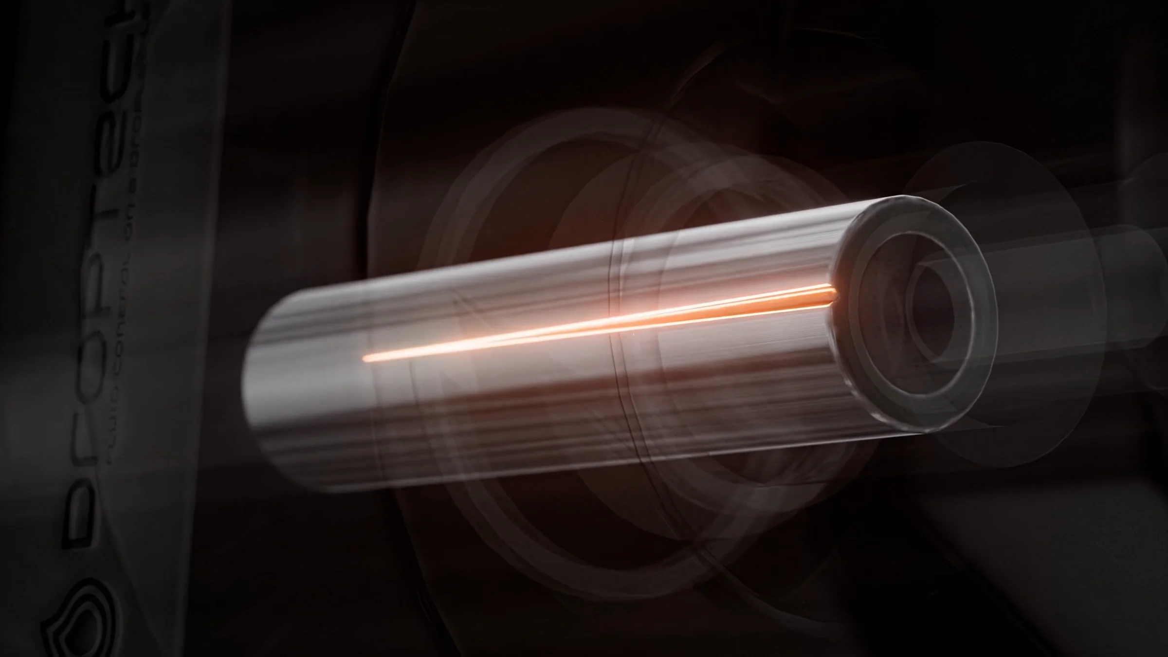 Still of the internal piston glowing orange inside the transparent valve housing
