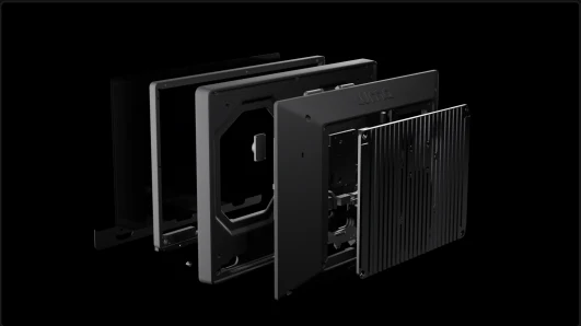 Storyboardshot 12 van de lanceringsfilm voor de eyetracker Luma: Monitor exploded