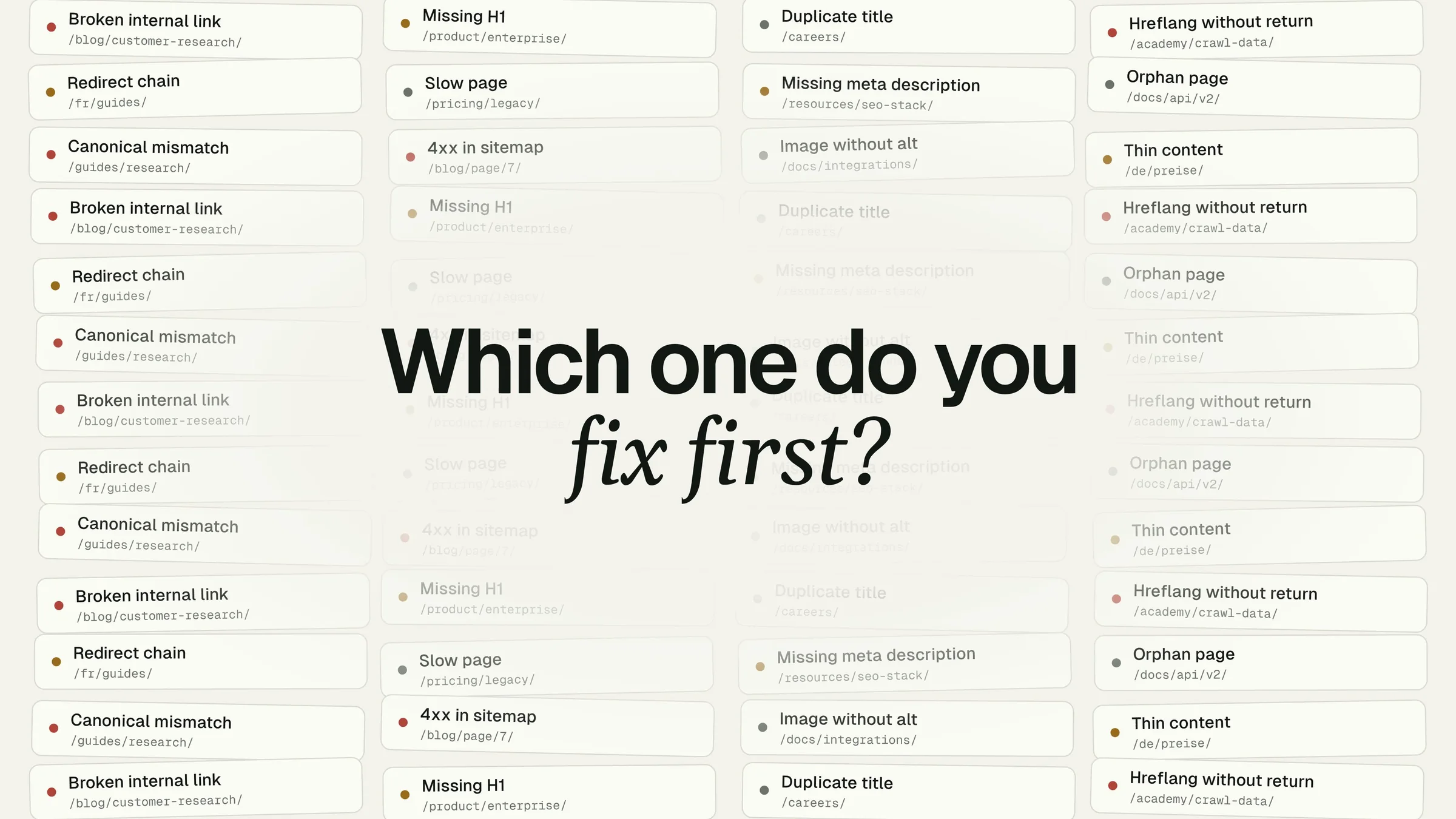 Still asking which one do you fix first, over a long list of SEO issues