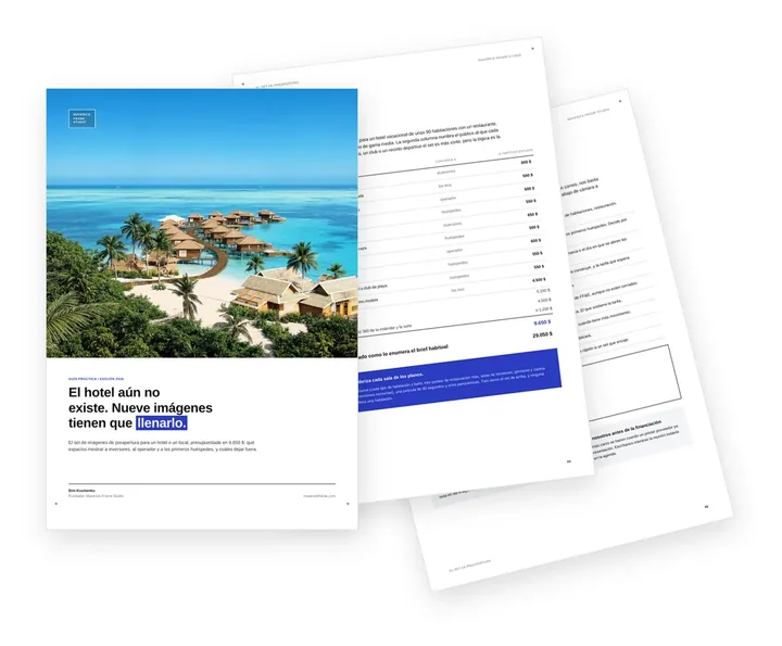 Portada de la guía sobre el set de imágenes de preapertura para un hotel o un local