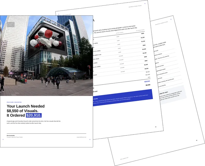 Cover of the guide on sizing launch visuals for apps and AI products