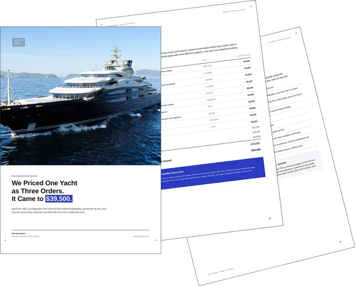 Cover of the guide on reusing one model for yacht, car and aircraft rendering