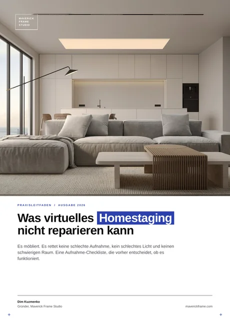 Titelseite des Leitfadens: Was virtuelles Homestaging nicht reparieren kann