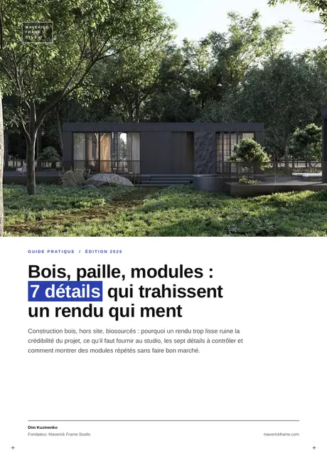 Couverture du guide: Bois, paille, modules : 7 détails qui trahissent un rendu qui ment
