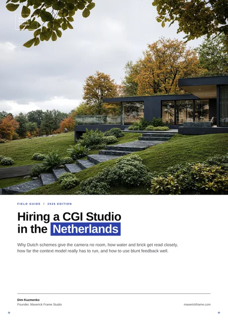 Cover of the guide: Hiring a CGI Studio in the Netherlands