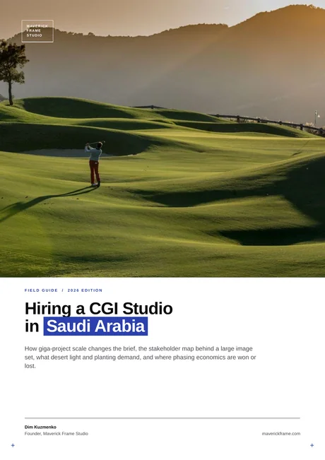 Cover of the guide: Hiring a CGI Studio in Saudi Arabia