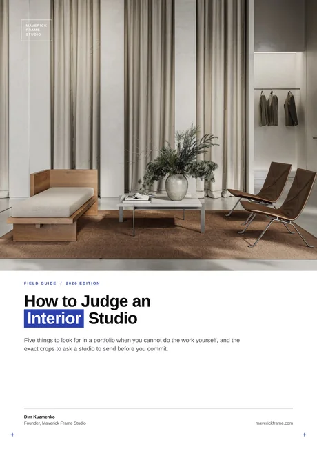 Cover of the guide: How to Judge an Interior Studio