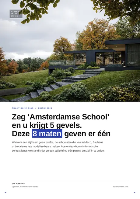 Omslag van de gids: Zeg ‘Amsterdamse School’ en u krijgt 5 gevels. Deze 8 maten geven er één